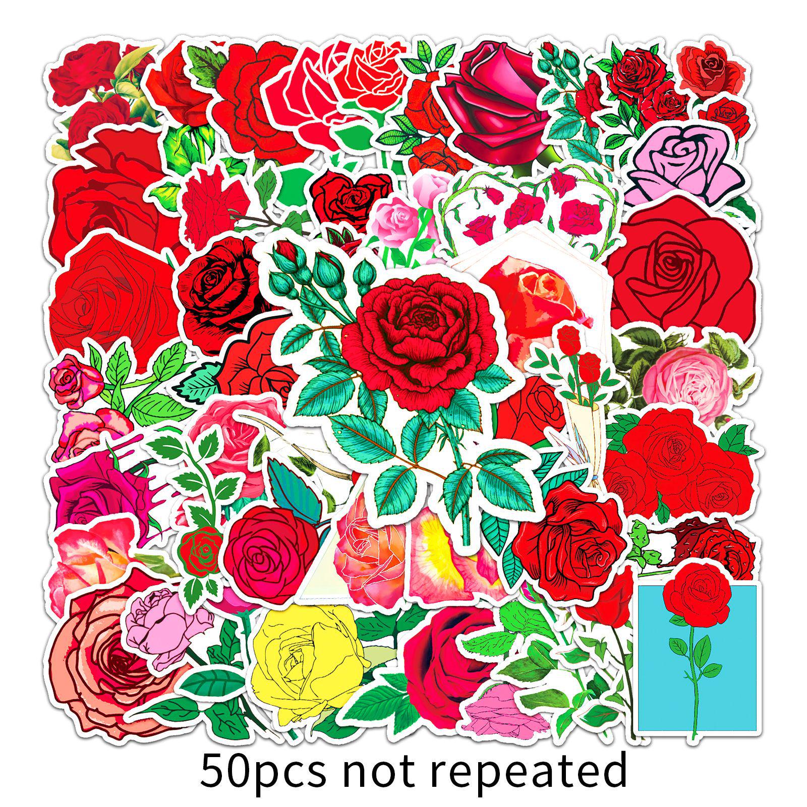 50pcs Cartoon Rose Flower Stickers for Laptop, Car, and Suitcase Decoration
50pcs Cartoon Rose Flower Stickers for Laptop, Car, and Suitcase Decoration