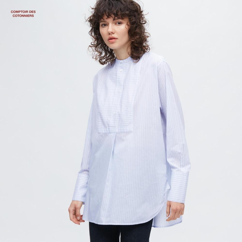 UNIQLO JAPAN Туника из хлопка в полоску с длинными рукавами и хлопковым принтом 
UNIQLO JAPAN Туника из хлопка в полоску с длинными рукавами и хлопковым принтом