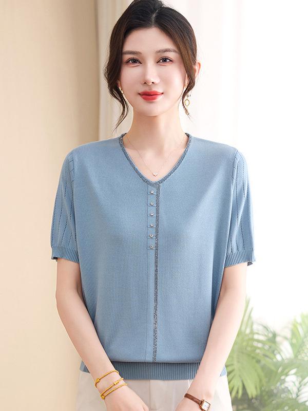 Mom s 2026 V-neck Ice Silk Summer T-shirt for Middle-aged and Elderly Women M (85-105 jin) синий
Mom s 2026 V-neck Ice Silk Summer T-shirt for Middle-aged and Elderly Women M (85-105 jin) синий