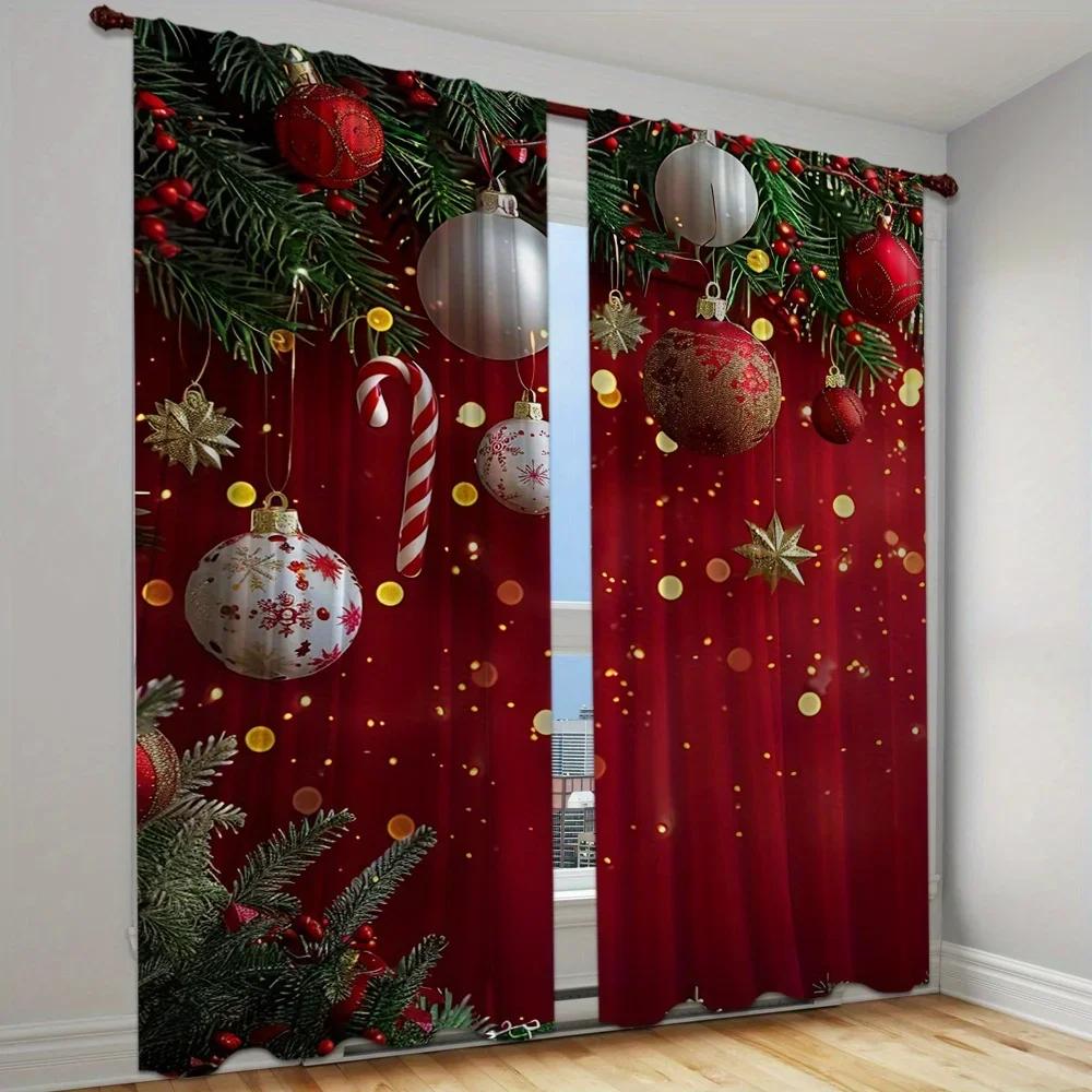 3D 2pcs Red Christmas Printed Semi-Blackout Curtains with Green Pine Branches and Golden Balls Drapes for Living Room Bedroom (W50cmxH130cm)x2&Rod Pocket
3D 2pcs Red Christmas Printed Semi-Blackout Curtains with Green Pine Branches and Golden Balls Drapes for Living Room Bedroom (W50cmxH130cm)x2&Rod Pocket