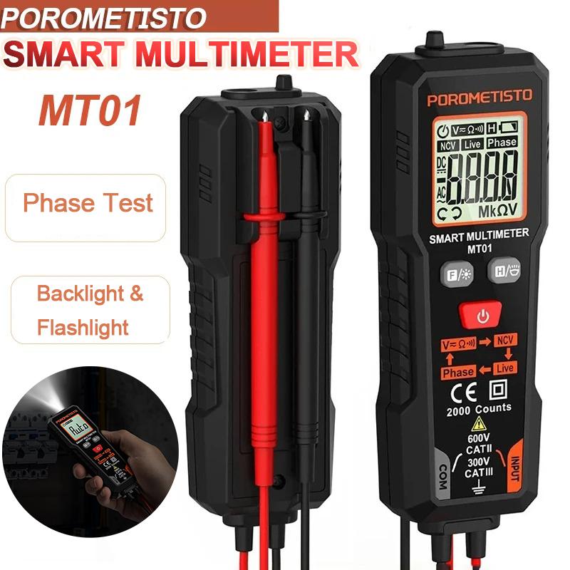 POROMETISTO MT01 Smart Digital Multimeter NCV Multimeter AC/DC Voltage Resistance Continuity Measurement Tester with Backlight
POROMETISTO MT01 Smart Digital Multimeter NCV Multimeter AC/DC Voltage Resistance Continuity Measurement Tester with Backlight