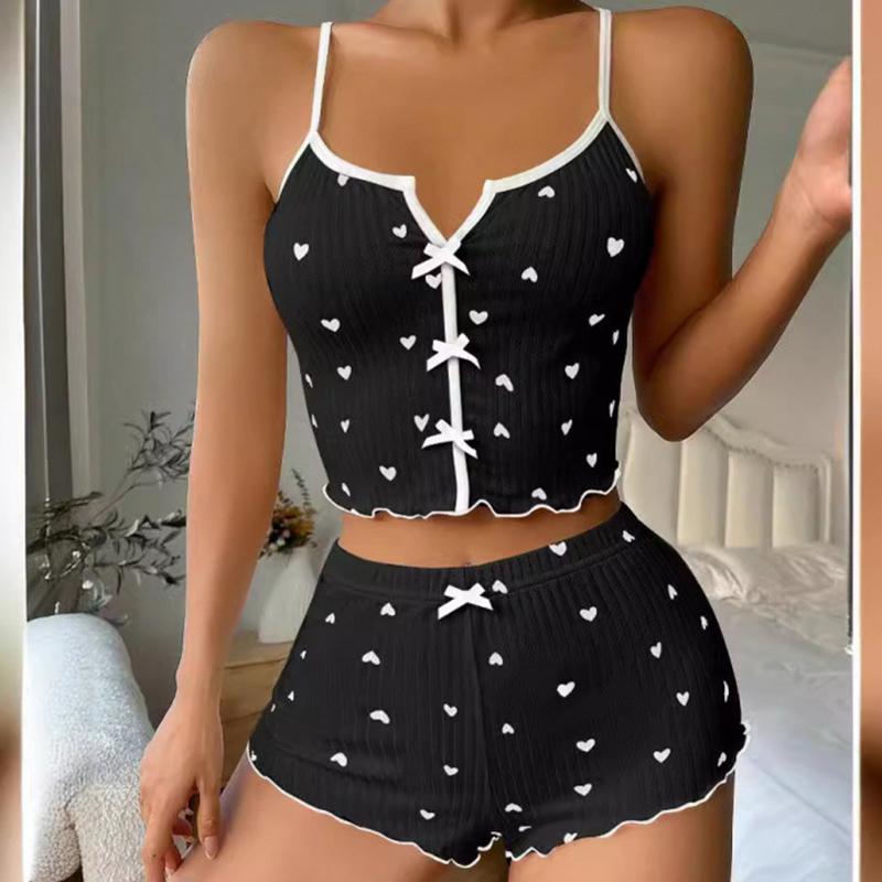 Set Sleepwear Women Pajamas Set Heart Print Soft Ribbed Fabric with Flirty Frill Trim Casual Cami Top and Short Set Loungewear 3XL
Set Sleepwear Women Pajamas Set Heart Print Soft Ribbed Fabric with Flirty Frill Trim Casual Cami Top and Short Set Loungewear 3XL