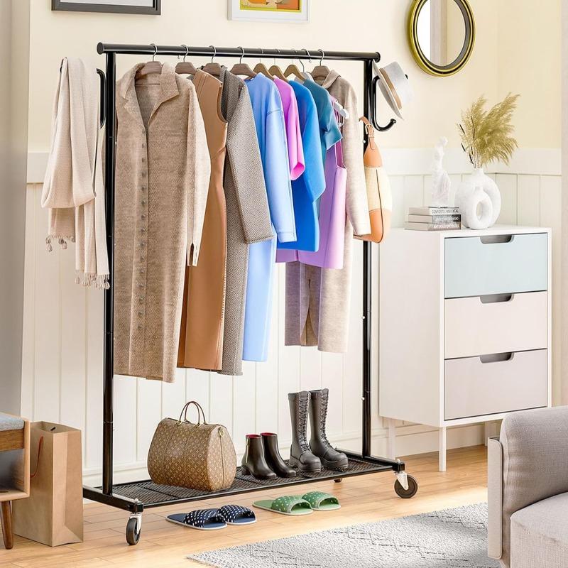 Movable Double Rod Clothes Rack with Wheels Heavy Duty Coat Shelf Bedroom Floor Hangers Organizer Home Shoe Hat Storage Racks
Movable Double Rod Clothes Rack with Wheels Heavy Duty Coat Shelf Bedroom Floor Hangers Organizer Home Shoe Hat Storage Racks