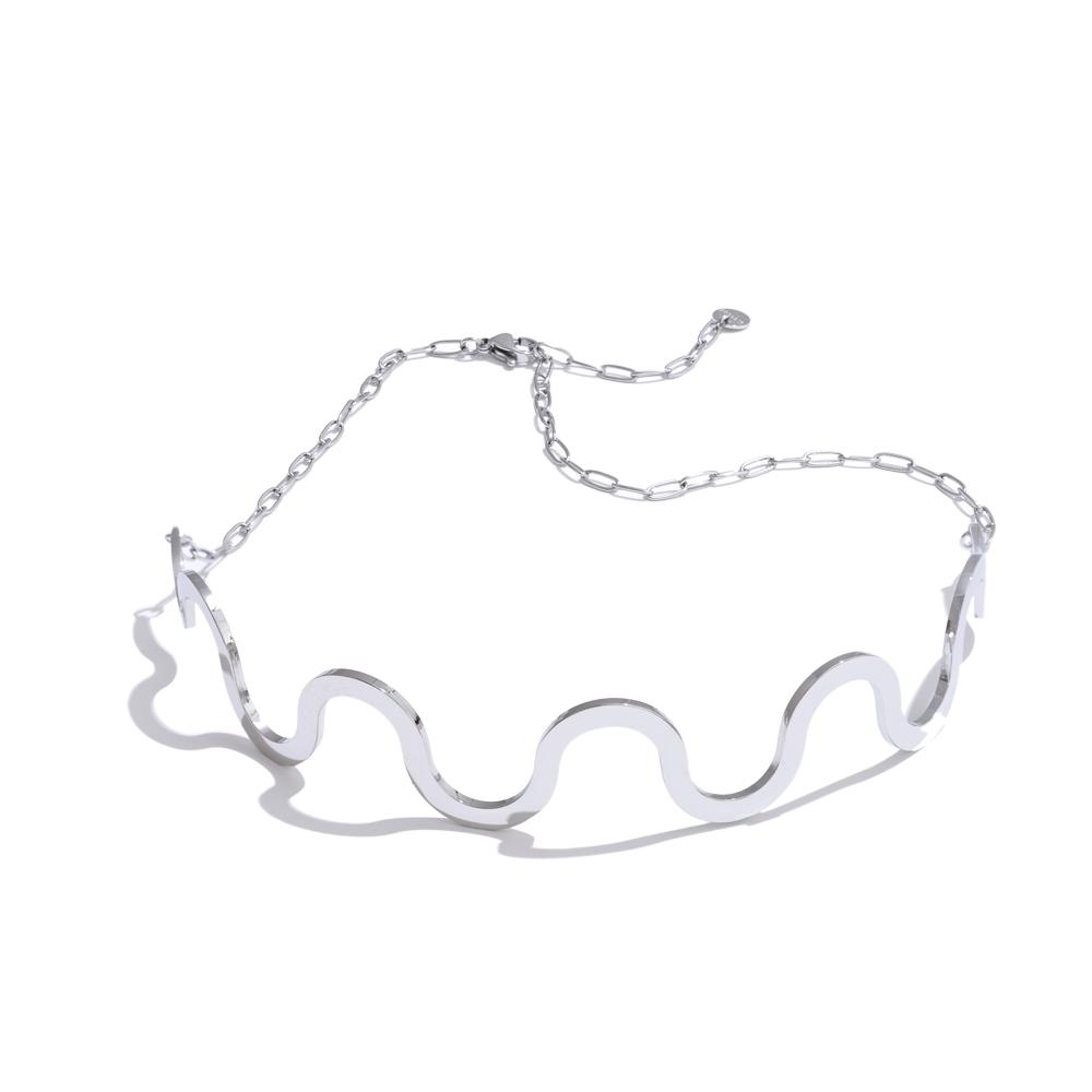 Yhpup Fashion Stainless Steel Wave Choker Necklace 18K Gold Color PVD Plated Popular Metal Distinctive Personality Jewelry
Yhpup Fashion Stainless Steel Wave Choker Necklace 18K Gold Color PVD Plated Popular Metal Distinctive Personality Jewelry