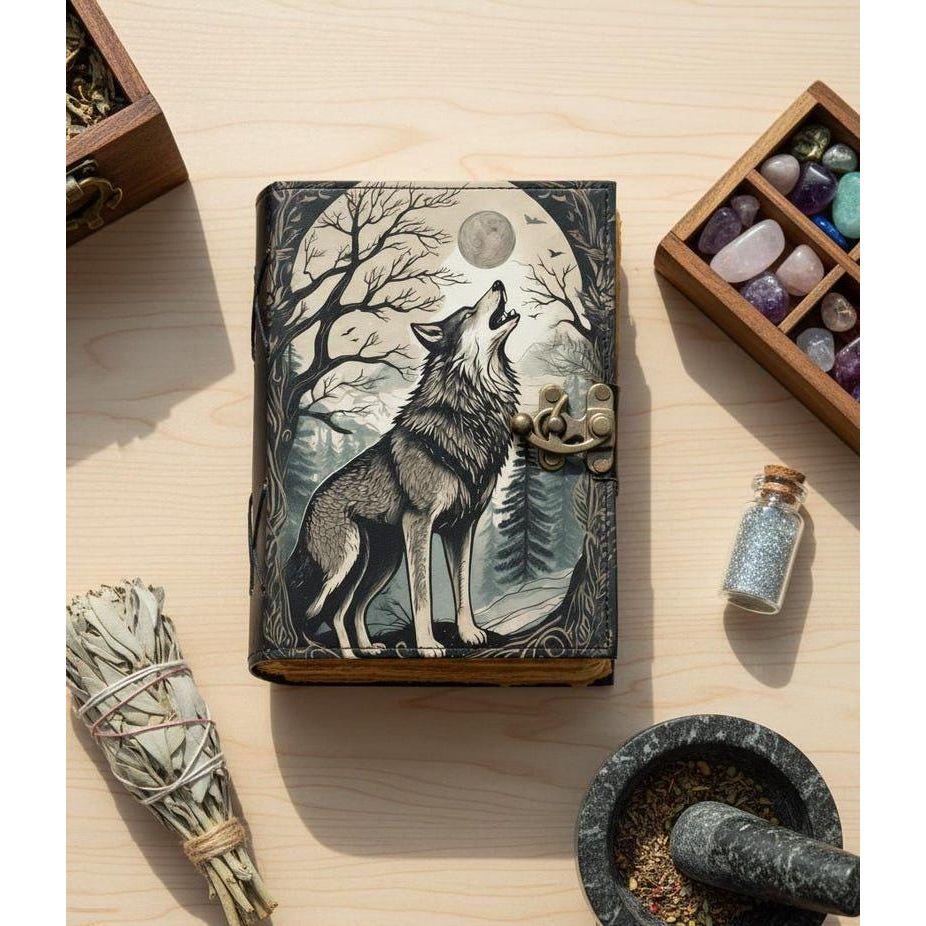 Leather Lunar Wolf Grimoire: Handcrafted Gothic Journal with Lock Gift for Mom 7 x 5 inch / 100 Page
Leather Lunar Wolf Grimoire: Handcrafted Gothic Journal with Lock Gift for Mom 7 x 5 inch / 100 Page