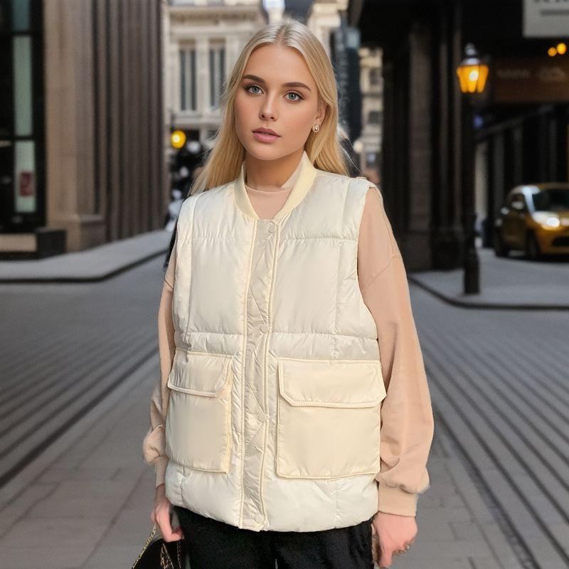 European version 2024 winter new fashion stand-up collar single-breasted down cotton vest women s lazy wind loose vest vest M чёрный
European version 2024 winter new fashion stand-up collar single-breasted down cotton vest women s lazy wind loose vest vest M чёрный