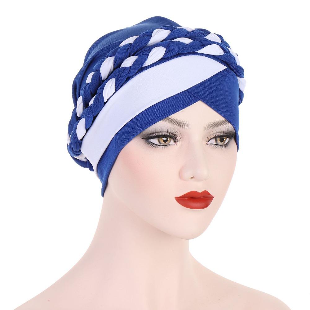 Polyester Two-tone Turban Hat Pullover Cap Muslim Headscarf Cap Fashion Fashion Braid Hat Women
Polyester Two-tone Turban Hat Pullover Cap Muslim Headscarf Cap Fashion Fashion Braid Hat Women