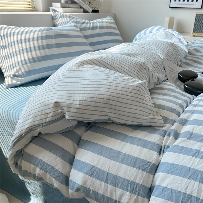Washed Cotton Double Yarn Crepe Striped Quilt Set 3-4 Pillowcase with Sheet Bedding Cover Supplies 200x230 220x240 Skin Friendly 90x200cm 3pcs&set
Washed Cotton Double Yarn Crepe Striped Quilt Set 3-4 Pillowcase with Sheet Bedding Cover Supplies 200x230 220x240 Skin Friendly 90x200cm 3pcs&set
