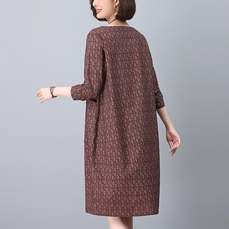 2025 Retro Floral Loose Fit Dress for Women - Spring & Autumn, Round Neck, Perfect for Middle-Aged Mothers XL
2025 Retro Floral Loose Fit Dress for Women - Spring & Autumn, Round Neck, Perfect for Middle-Aged Mothers XL