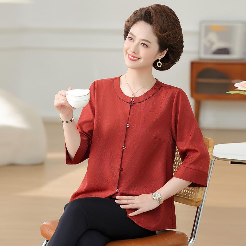 Mulberry Silk Seven-Sleeve T-Shirt & Cardigan Set for Middle-Aged and Elderly Women XL (100-110 jin) червоний
Mulberry Silk Seven-Sleeve T-Shirt & Cardigan Set for Middle-Aged and Elderly Women XL (100-110 jin) червоний