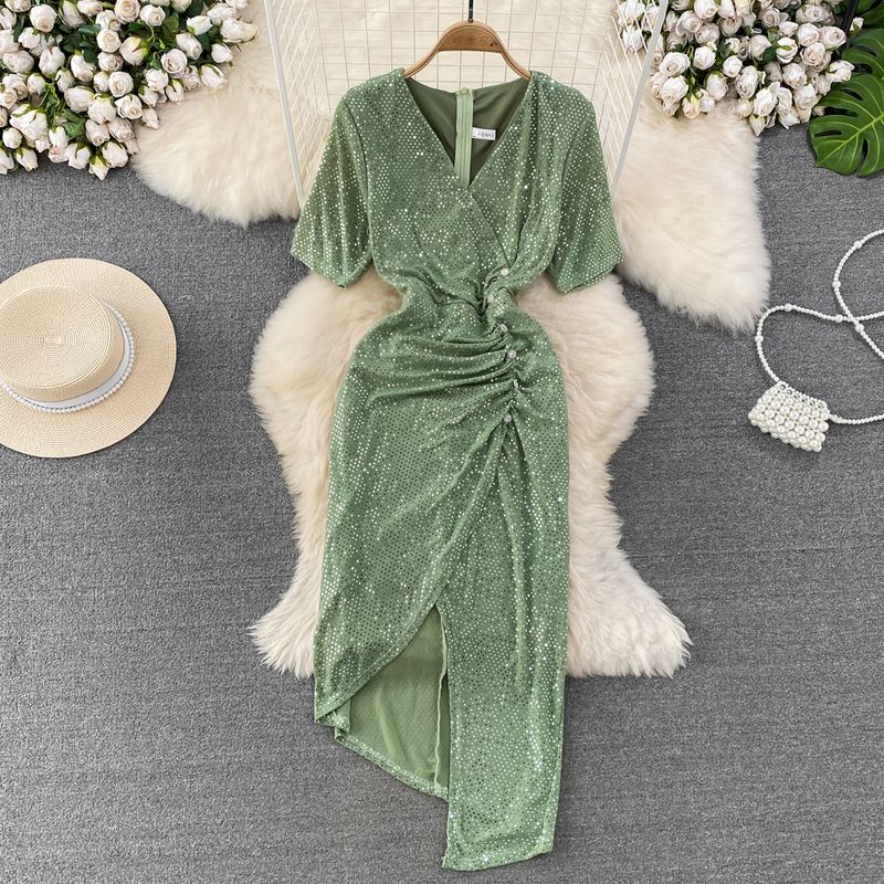 Женское платье с драпировкой из яркого шелка, асимметричное, с коротким рукавом Green L
Женское платье с драпировкой из яркого шелка, асимметричное, с коротким рукавом Green L