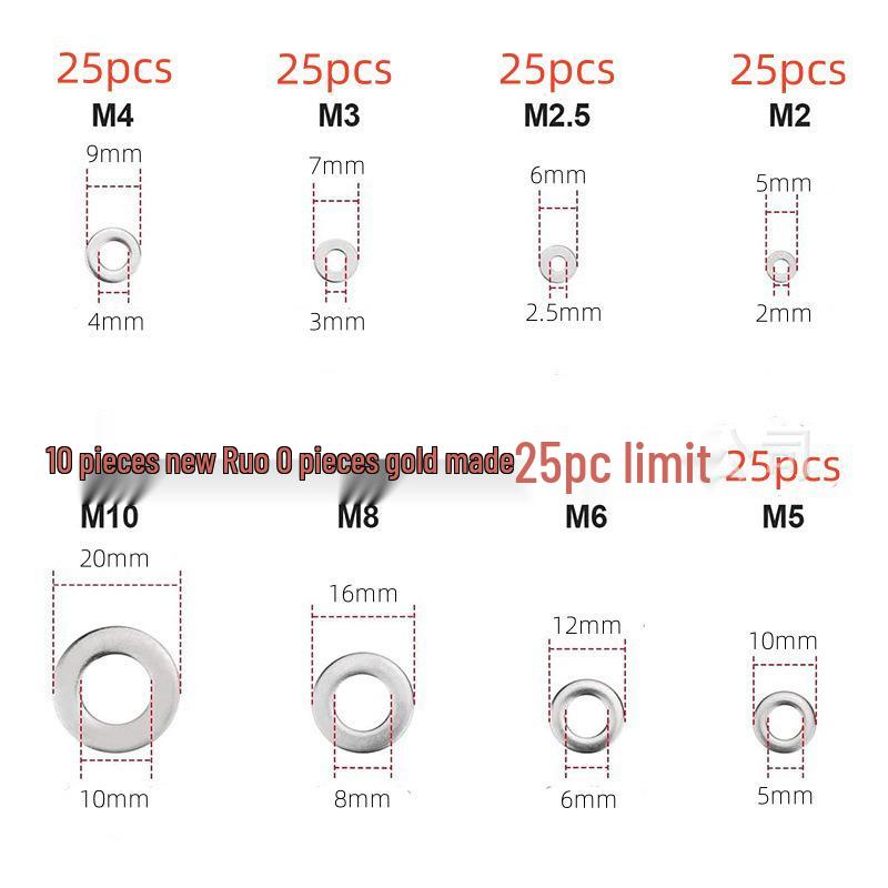 Stainless Steel Flat Washer Set – 180pcs with Screw and Metal Spacers
Stainless Steel Flat Washer Set – 180pcs with Screw and Metal Spacers