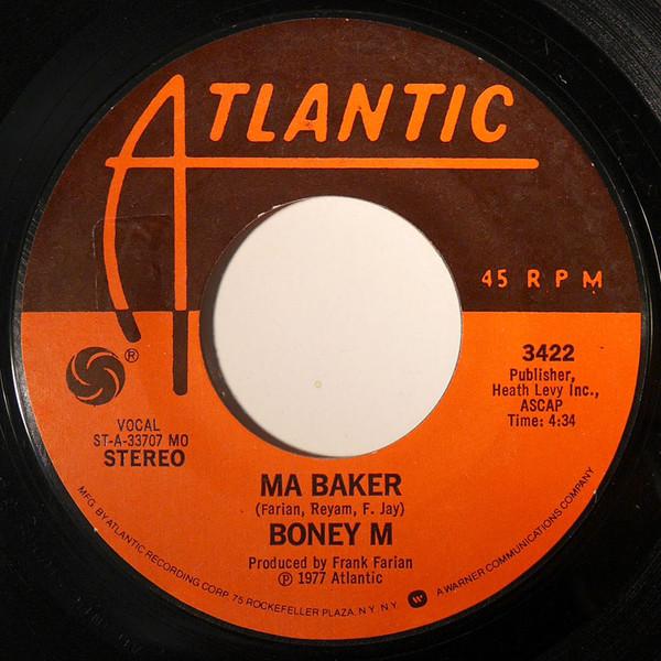 7inch Record BONEY M. - Ma Baker / A Woman Can Change A Man 3422 Atlantic 1977 US Dance & Electronica Used
7inch Record BONEY M. - Ma Baker / A Woman Can Change A Man 3422 Atlantic 1977 US Dance & Electronica Used