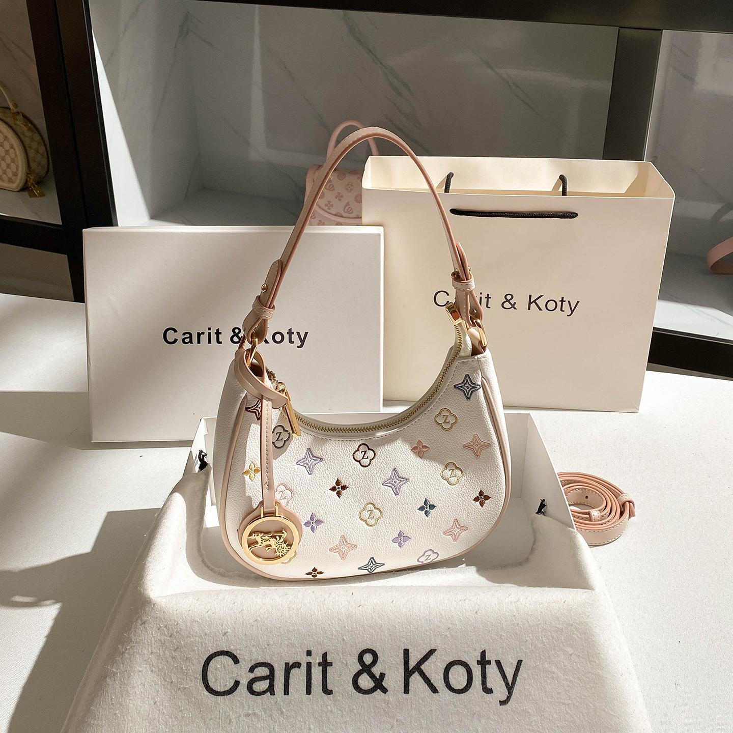 Small Niche Design, Contrasting Color Embroidery, Stick Bag, New High-end Crescent Armpit Bag різнокольоровий
Small Niche Design, Contrasting Color Embroidery, Stick Bag, New High-end Crescent Armpit Bag різнокольоровий