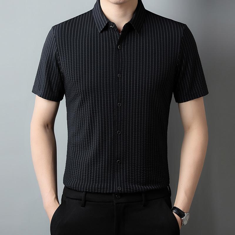 Short-Sleeved Shirt Summer New Striped Printed High Elastic Non-Ironing Business Lapel Seamless Shirt for Men M
Short-Sleeved Shirt Summer New Striped Printed High Elastic Non-Ironing Business Lapel Seamless Shirt for Men M