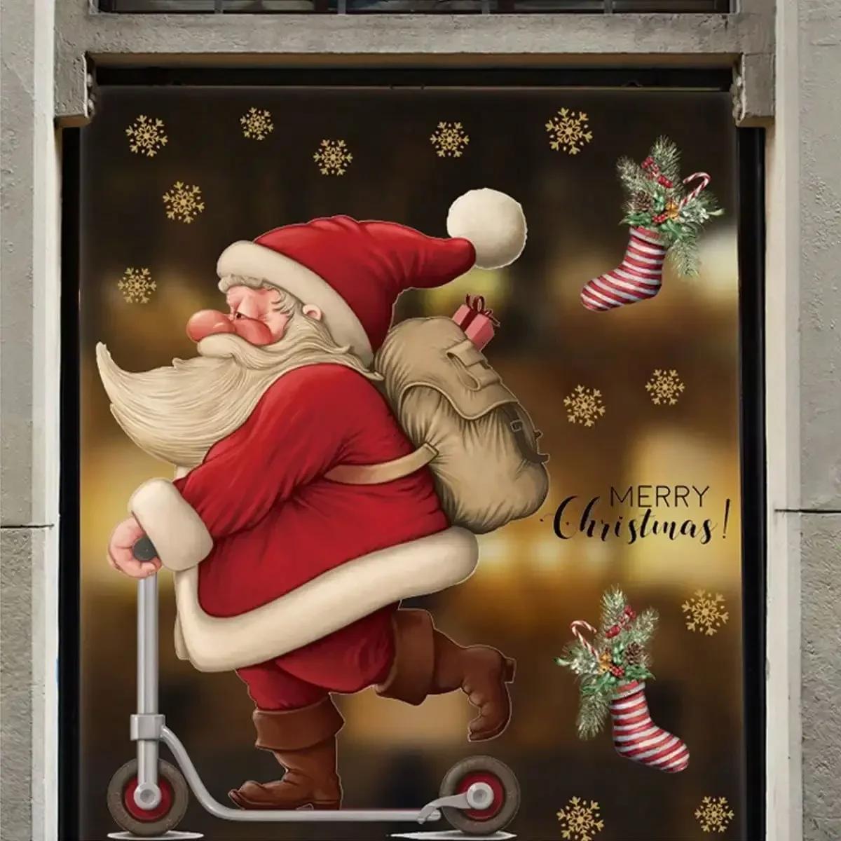 Санта-Клаус витрина стекло рождественские украшения настенные наклейки школьная деятельность атмосфера украшения наклейки