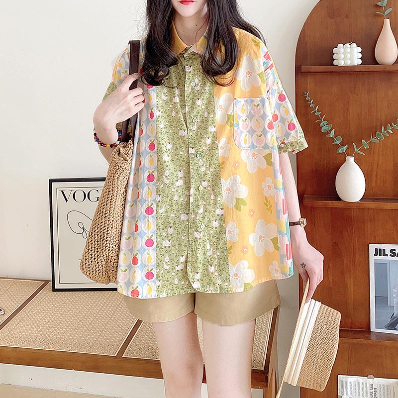 2026 Summer Women s Harajuku Doll Collar Shirt - Japanese Style Loose Fit, Cartoon Graffiti, Floral Color Block Short Sleeve Extra Extra Large
2026 Summer Women s Harajuku Doll Collar Shirt - Japanese Style Loose Fit, Cartoon Graffiti, Floral Color Block Short Sleeve Extra Extra Large