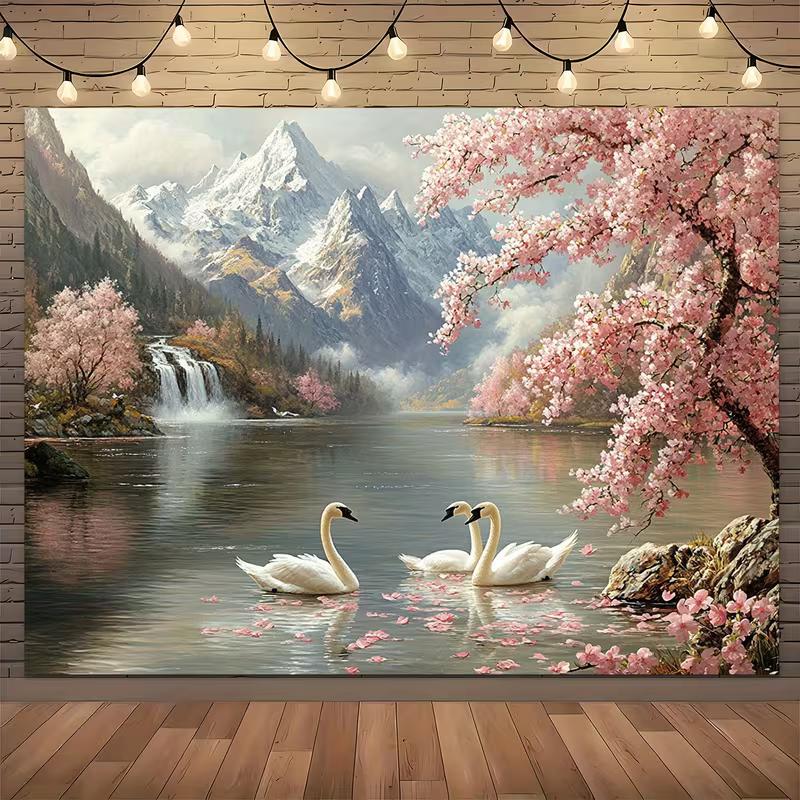 2D Swan Lake Backdrop, Cherry Blossom Mountain Waterfall Scenery Photo Background 47.2x31.5inch/120*80cm
2D Swan Lake Backdrop, Cherry Blossom Mountain Waterfall Scenery Photo Background 47.2x31.5inch/120*80cm