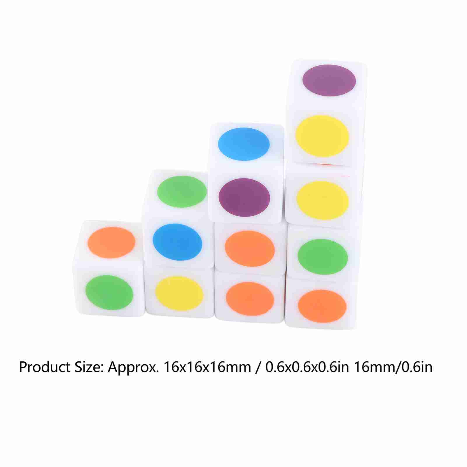 20Pcs Color Dot Dice 6 Colors Right Angle Teaching Dice for Board Games Digital Teaching
20Pcs Color Dot Dice 6 Colors Right Angle Teaching Dice for Board Games Digital Teaching