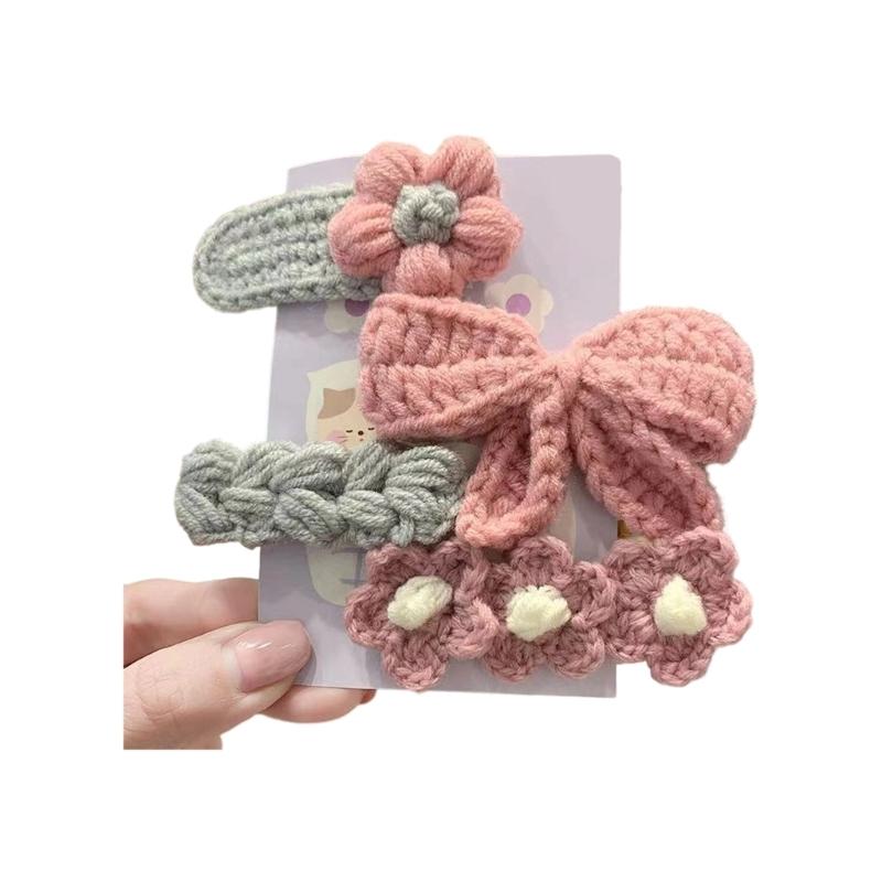 4pcs Lovely Knit Hair Barrettes Cute Design Including Butterfly Bowknot and Flower for Secure Grip Hair Accessories розовый
4pcs Lovely Knit Hair Barrettes Cute Design Including Butterfly Bowknot and Flower for Secure Grip Hair Accessories розовый
