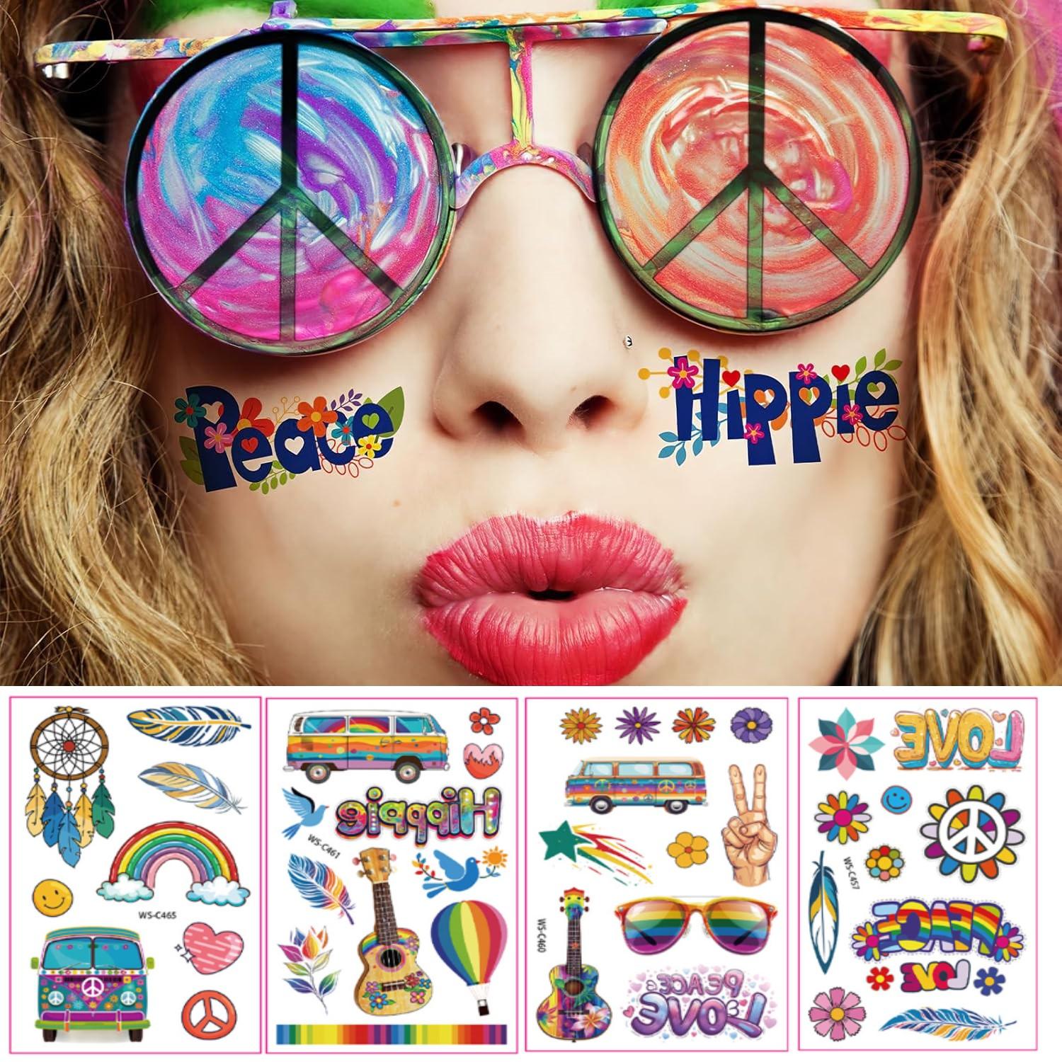 100Pcs Groovy 70S 80S Temporary Tattoos-12 Sheets Hippie Tattoo Stickers For Fan Birthday Party Decorations Hand Tattoo Party
100Pcs Groovy 70S 80S Temporary Tattoos-12 Sheets Hippie Tattoo Stickers For Fan Birthday Party Decorations Hand Tattoo Party