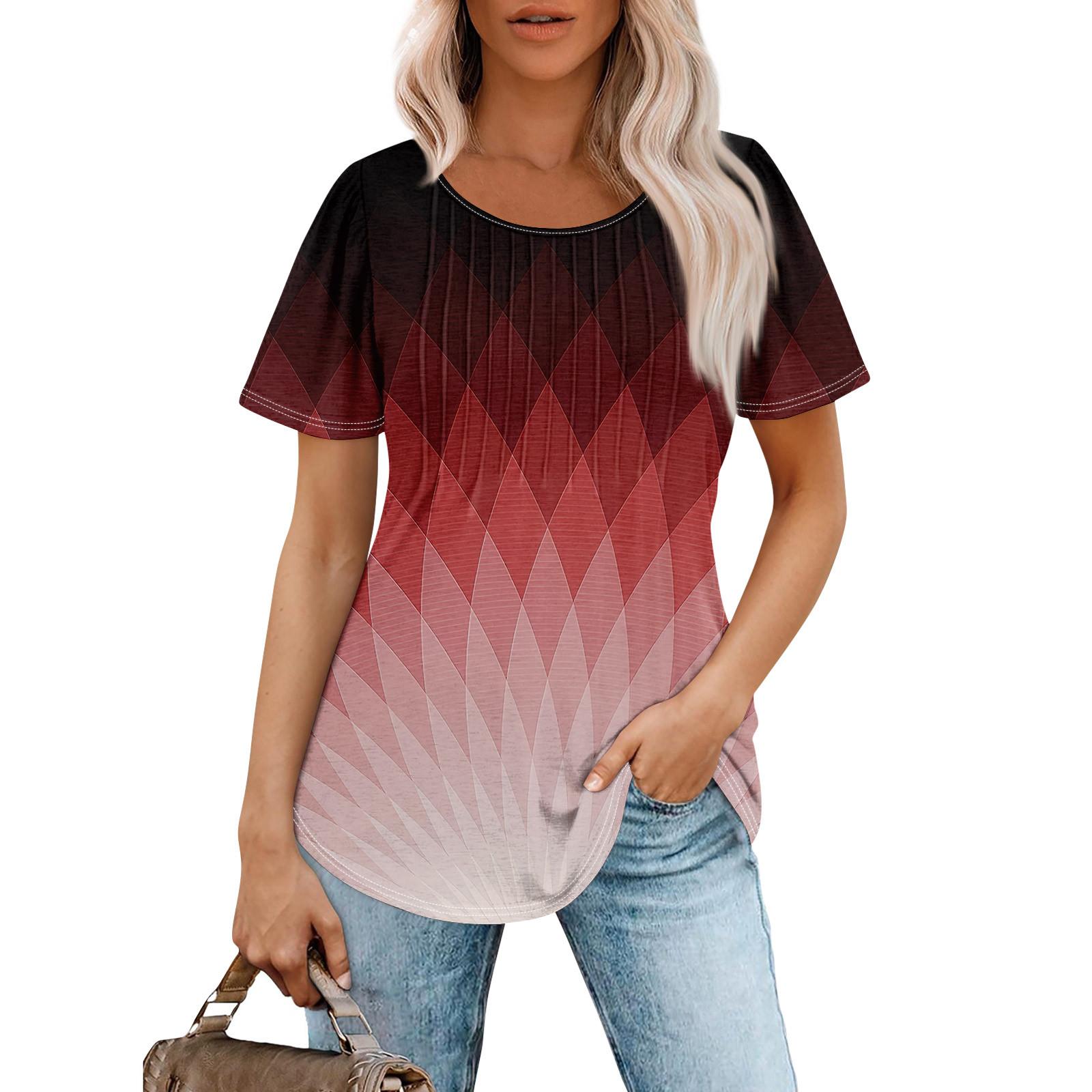 Женская модная повседневная плиссированная футболка с короткими рукавами и круглым вырезом с принтом XL винный
Женская модная повседневная плиссированная футболка с короткими рукавами и круглым вырезом с принтом XL винный