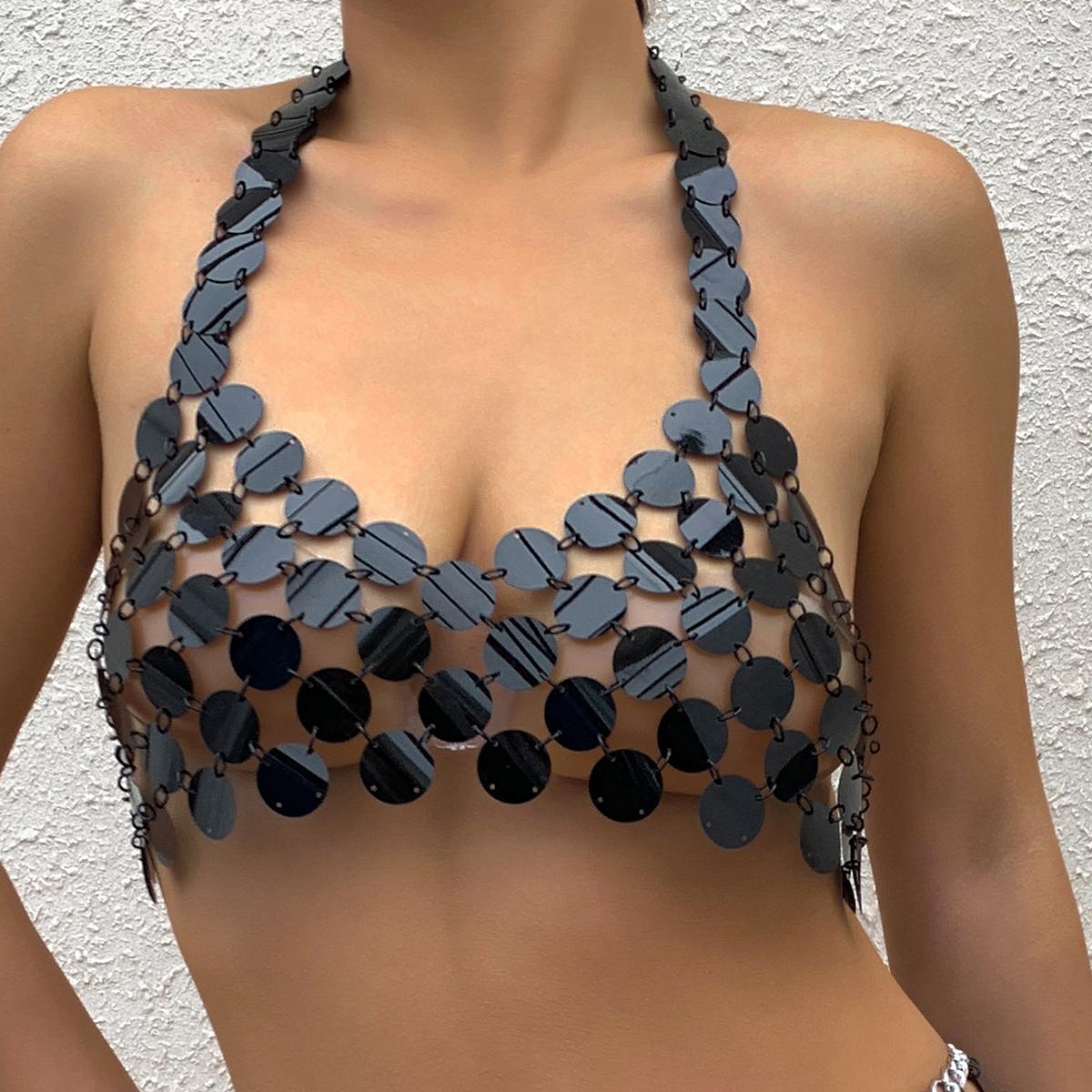 Sexy Acrylic Plastic Sequin Chest Bra Chain Dress Nightclub Party Show Festival Outfit Dance Costume Stage Wear Body Jewelry New
Sexy Acrylic Plastic Sequin Chest Bra Chain Dress Nightclub Party Show Festival Outfit Dance Costume Stage Wear Body Jewelry New