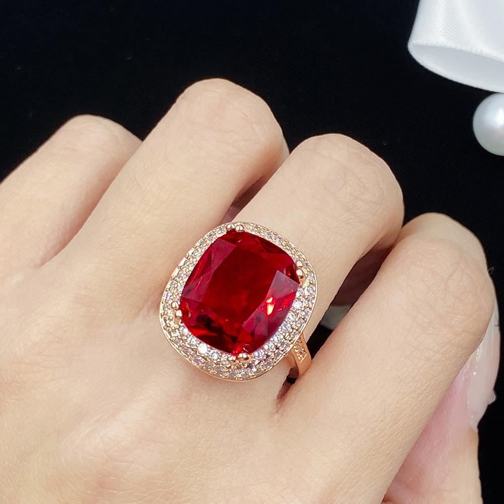 BELLA BOX Роскошное полое розовое золотое имитация рубина регулируемое кольцо подходит для женщин повседневные вечерние модные украшения Adjustable Opening