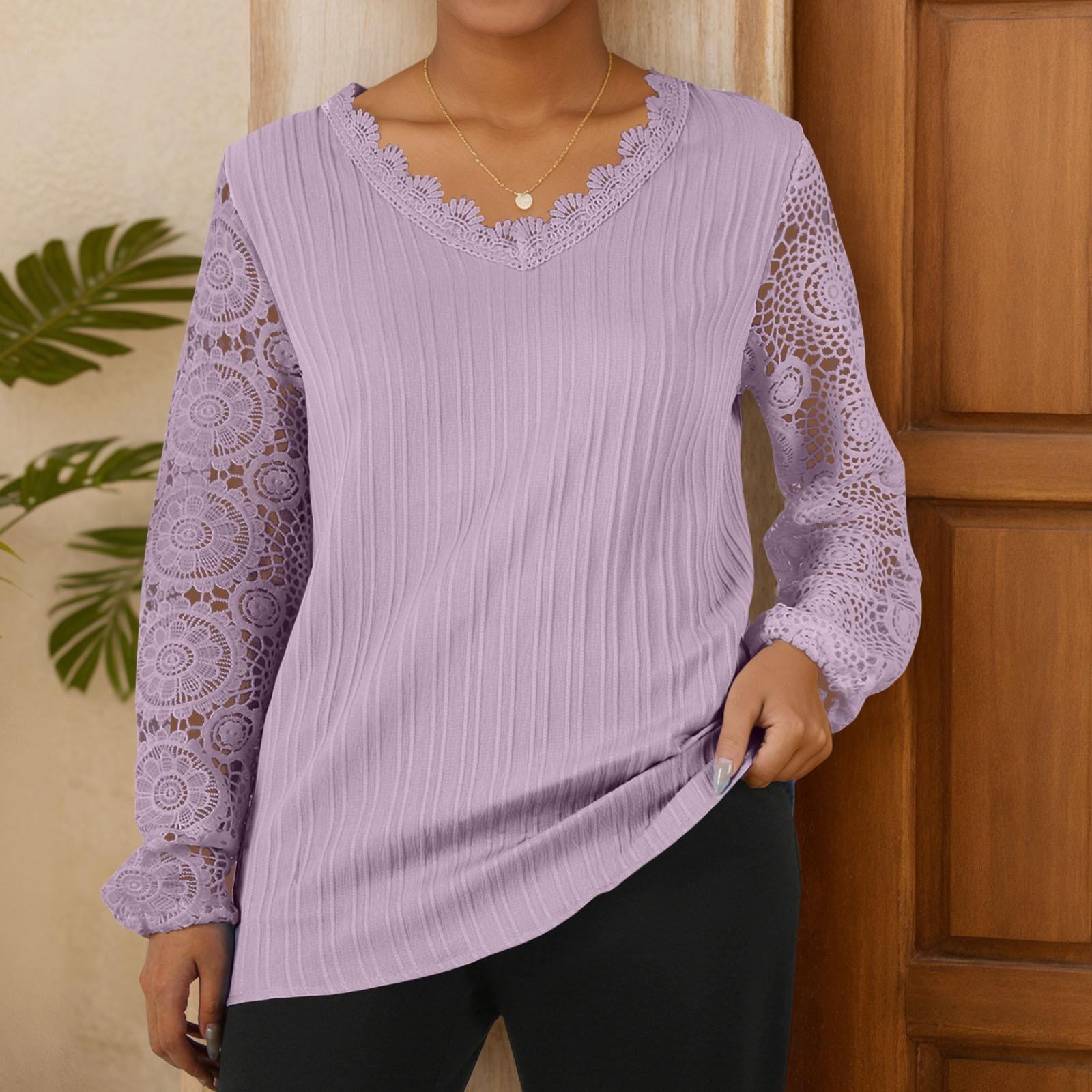 Женская свободная повседневная футболка с v-образным вырезом и кружевом в стиле пэчворк с длинными рукавами XL фиолетовый
Женская свободная повседневная футболка с v-образным вырезом и кружевом в стиле пэчворк с длинными рукавами XL фиолетовый