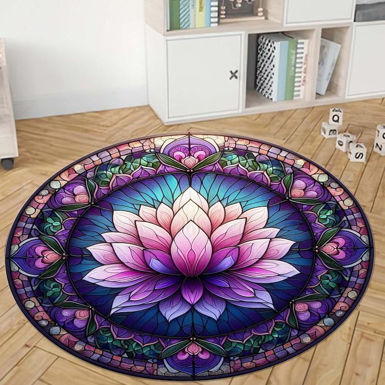 Floral Round Rug: Purple Lotus Flower, Modern Print Diameter 60cm
Floral Round Rug: Purple Lotus Flower, Modern Print Diameter 60cm