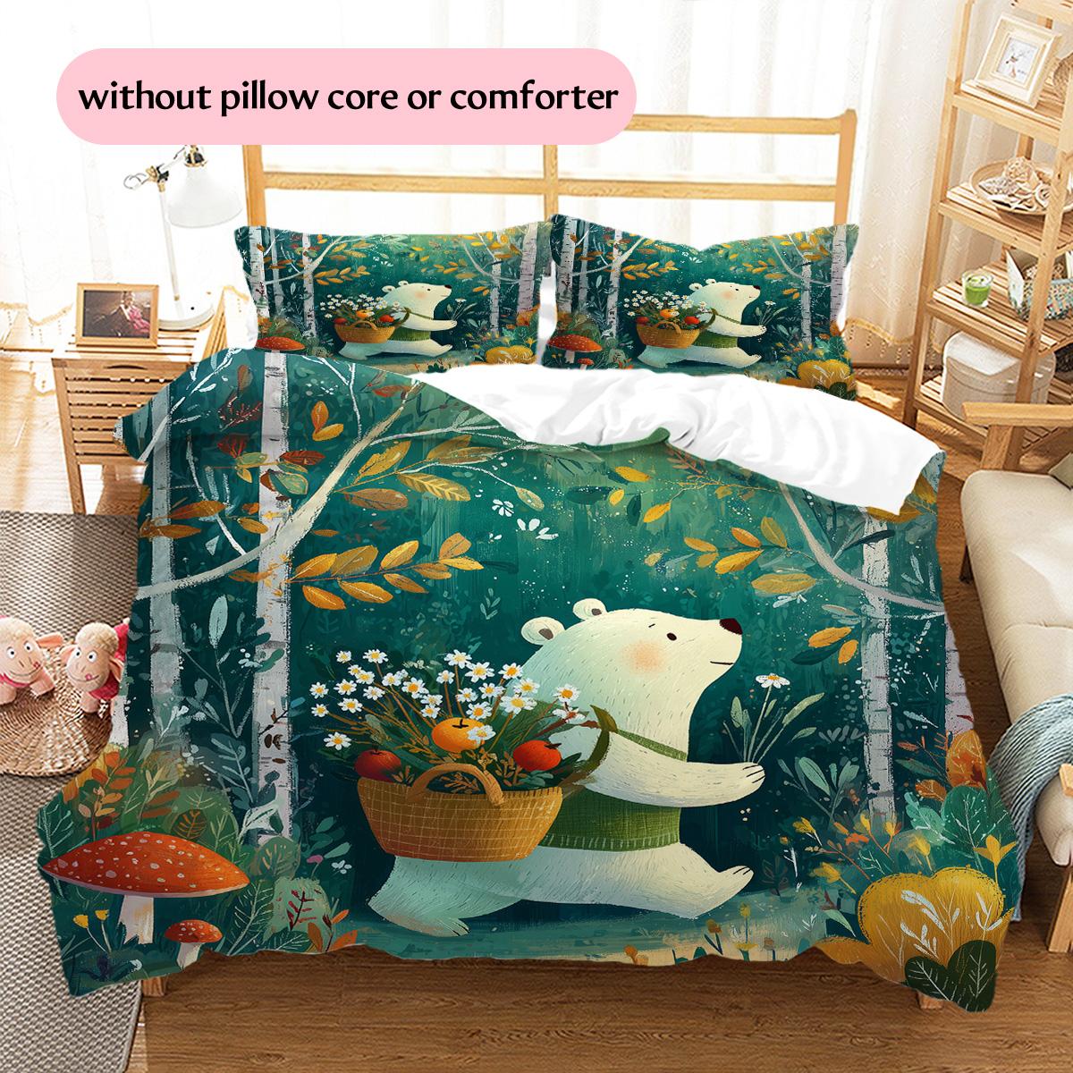 Leaf White Bear Pattern Bedding Quilt Set Home Decoration Gift (1 * duvet cover + 2 * pillowcase without core) 135x200cm
Leaf White Bear Pattern Bedding Quilt Set Home Decoration Gift (1 * duvet cover + 2 * pillowcase without core) 135x200cm