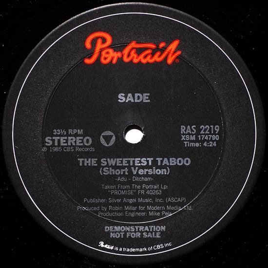 12inch Record SADE - The Sweetest Taboo RAS2219PROMO Portrait 1985 US Jazz Used
12inch Record SADE - The Sweetest Taboo RAS2219PROMO Portrait 1985 US Jazz Used