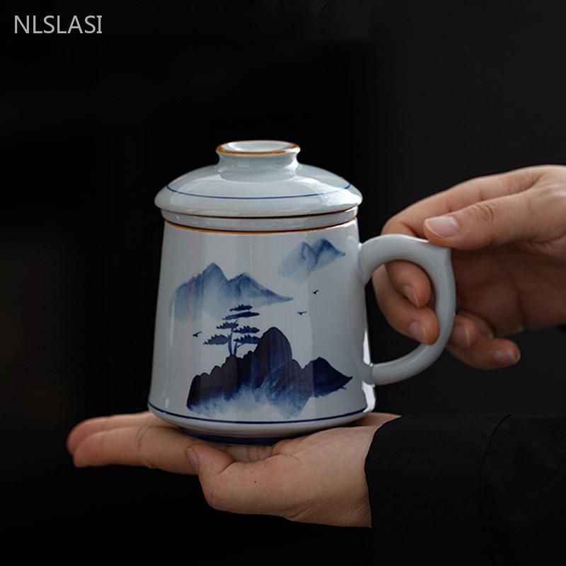 European 340ml Hand-painted Ceramic Office Cup with Lid Filter Teacup Tea Separation Large Capacity Tea Infuser Custom Ceramic Tea Set
European 340ml Hand-painted Ceramic Office Cup with Lid Filter Teacup Tea Separation Large Capacity Tea Infuser Custom Ceramic Tea Set