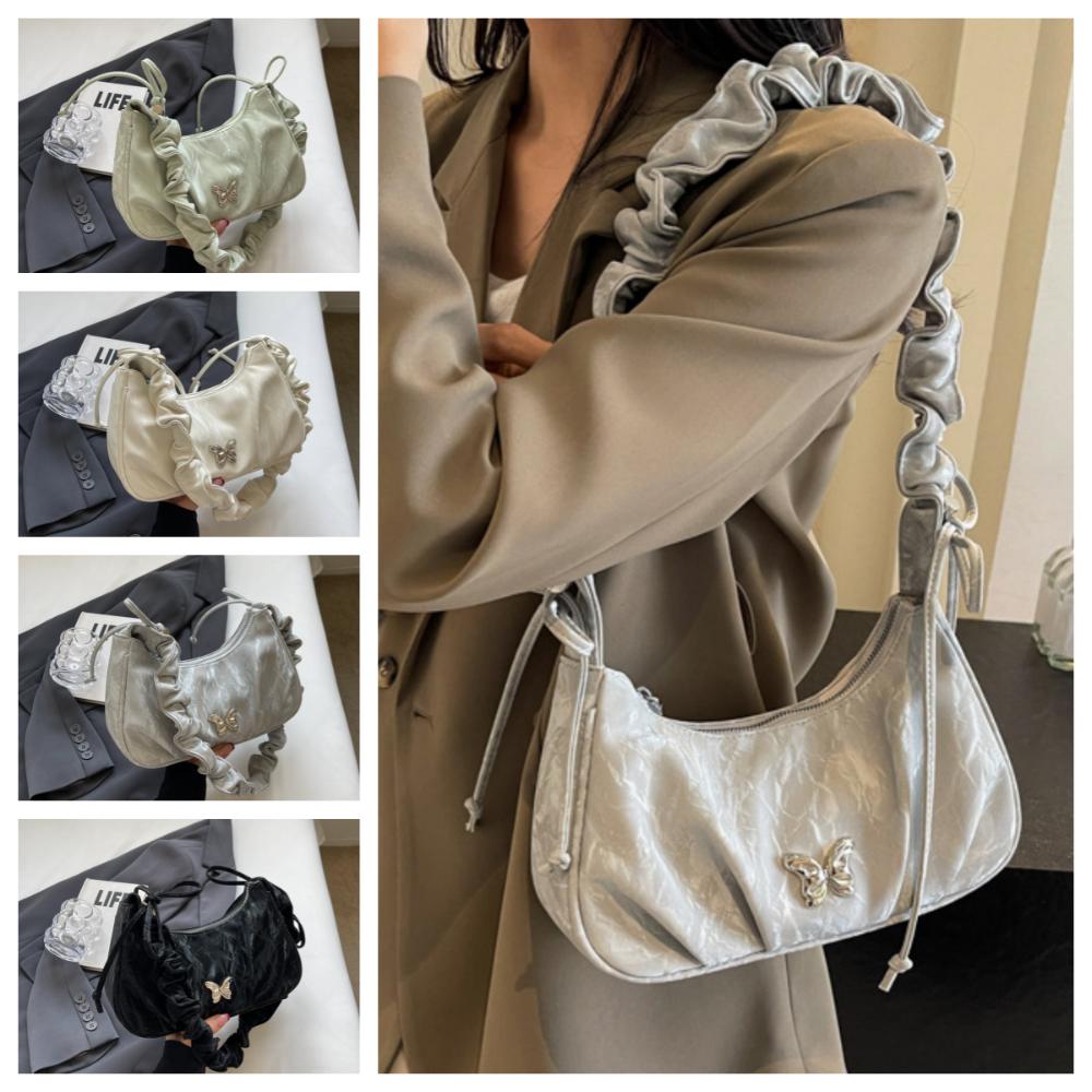 Korean Style Pleated Single Shoulder Bag PU Leather Bow Bag Simple Butterfly Bag Girls чорний
Korean Style Pleated Single Shoulder Bag PU Leather Bow Bag Simple Butterfly Bag Girls чорний