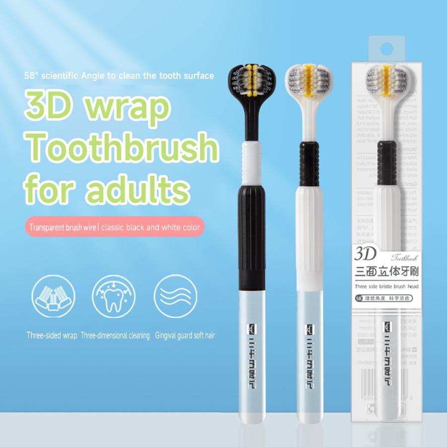 High quality U-shaped three-sided spiral silk soft bristle toothbrush classic black and white two colors білий
High quality U-shaped three-sided spiral silk soft bristle toothbrush classic black and white two colors білий