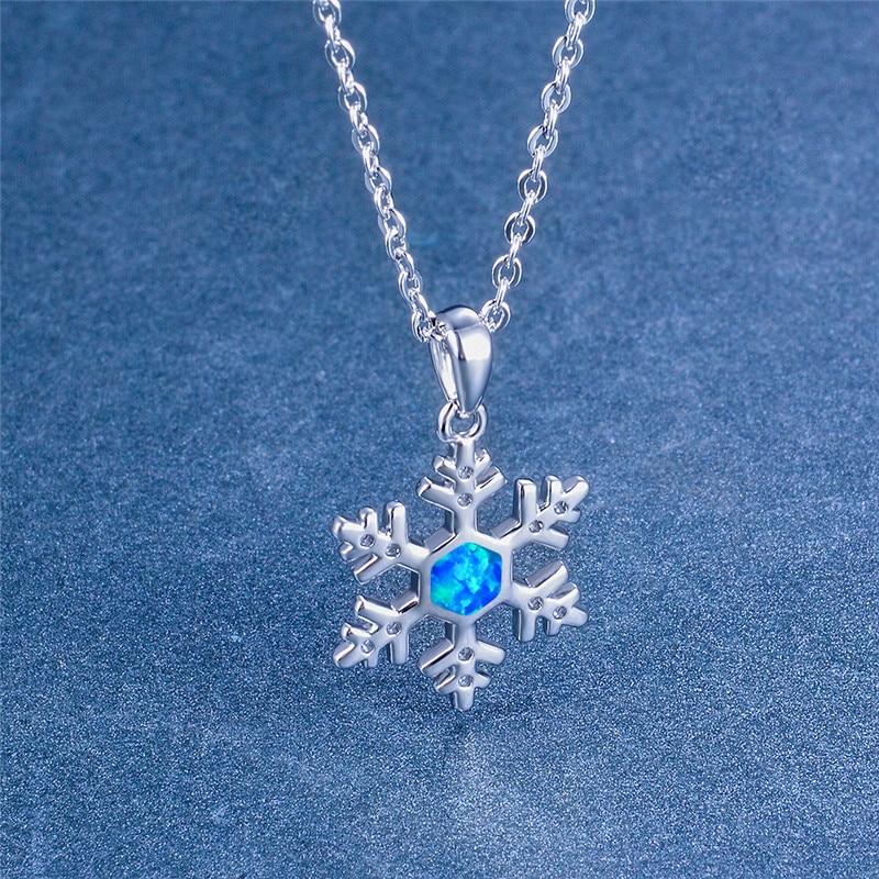 Simple Fashion Snowflake Pendant White Blue Opal Necklaces For Women Wedding Jewelry Vintage 925 Silver Necklace Christmas Gifts
Simple Fashion Snowflake Pendant White Blue Opal Necklaces For Women Wedding Jewelry Vintage 925 Silver Necklace Christmas Gifts