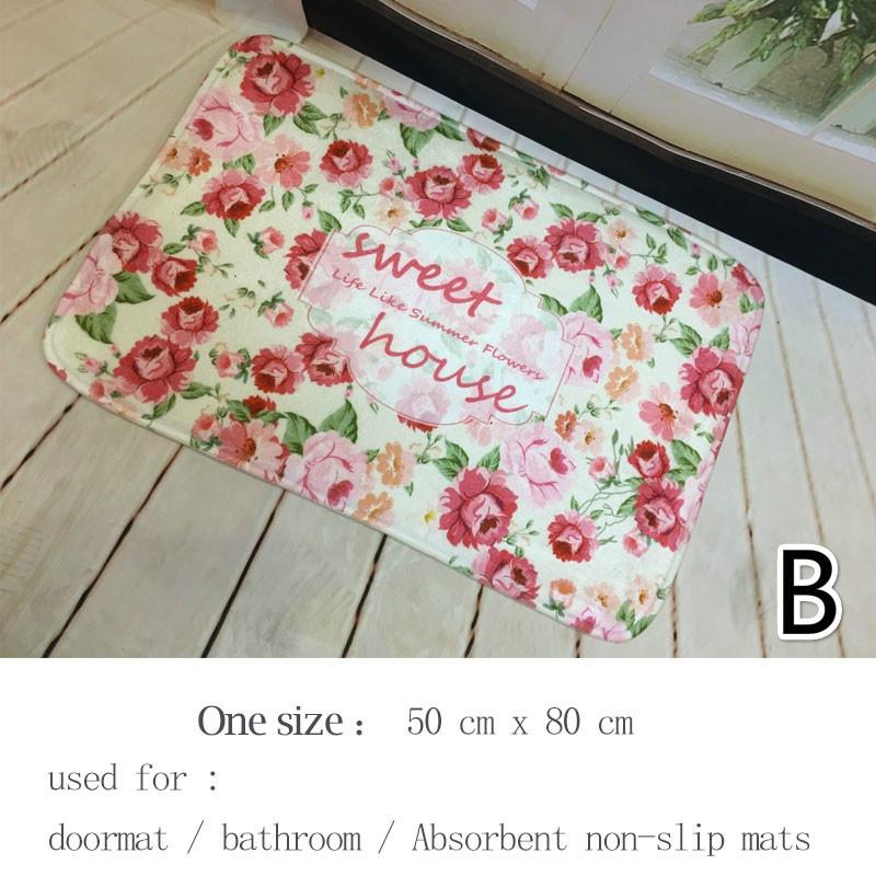 1 шт. 50*80 см Ковер с цветочным принтом Коврик для ванной Комнатные входные коврики Дверной коврик Нескользящий коврик для пола B