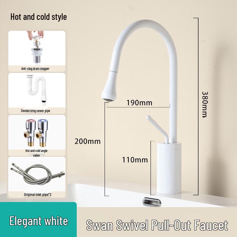 TLXT Swan Neck Pull-Out Kitchen Faucet, Hot & Cold
TLXT Swan Neck Pull-Out Kitchen Faucet, Hot & Cold
