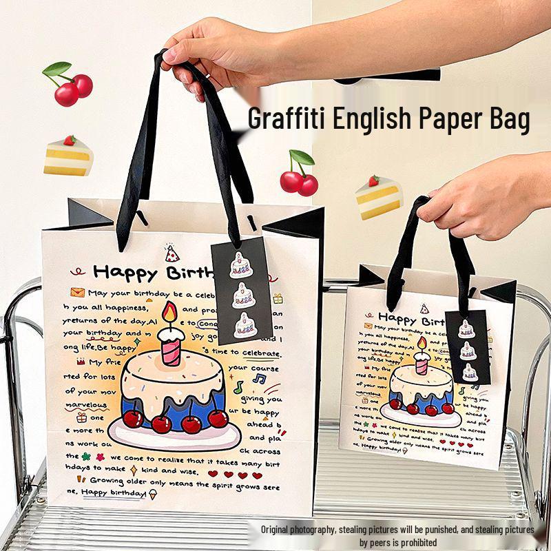 Large Cherry Cake Gift Bag: Durable White Cardboard with Handle and Card Other
Large Cherry Cake Gift Bag: Durable White Cardboard with Handle and Card Other