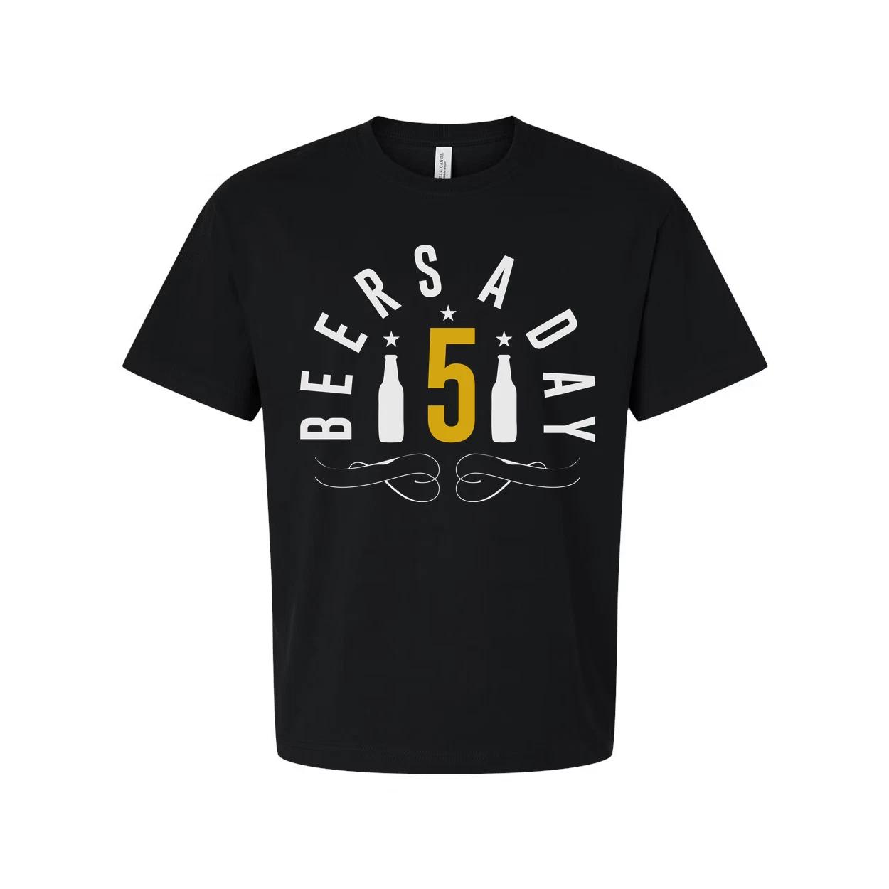 Five Beer Day Graphic Unisex T Shirt With Bottle Silhouettes And Decorative Swir 4XL
Five Beer Day Graphic Unisex T Shirt With Bottle Silhouettes And Decorative Swir 4XL