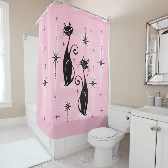 Retro Atomic Cat Mid-Century Cat Family Holiday Shower Curtain Bathroom Curtain With Hook Bathroom Curtain W60H190(CM)-1 Pcs
Retro Atomic Cat Mid-Century Cat Family Holiday Shower Curtain Bathroom Curtain With Hook Bathroom Curtain W60H190(CM)-1 Pcs