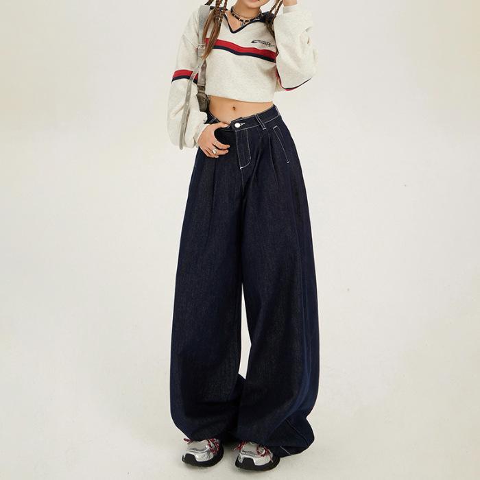 YC&3 American Retro High Waist Pleated Wide Leg Jeans for Women XS
YC&3 American Retro High Waist Pleated Wide Leg Jeans for Women XS