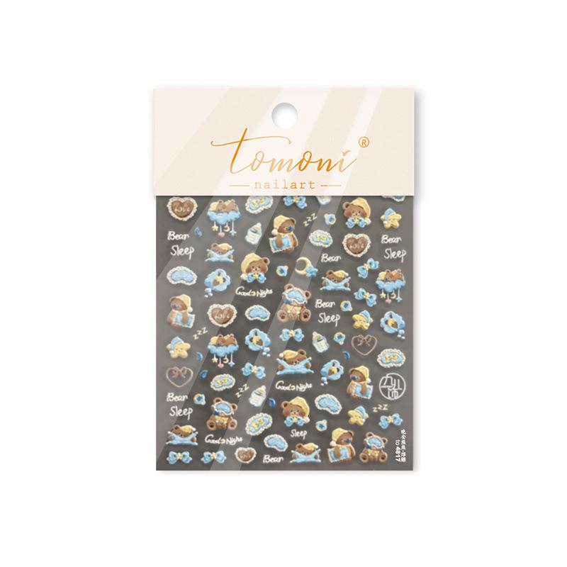 Тони Эмбоссированные наклейки для ногтей - Милый мишка «Спокойной ночи» Японская канцелярия для нейл-арта
Тони Эмбоссированные наклейки для ногтей - Милый мишка «Спокойной ночи» Японская канцелярия для нейл-арта