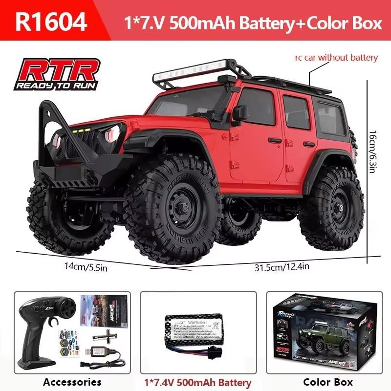 R1601 1:16 4WD Rc Car Full Scale 2.4G Off-Road Remote Control Car With LED Monster Trucks Race Cars Model Toy For Kid Adult Gift
R1601 1:16 4WD Rc Car Full Scale 2.4G Off-Road Remote Control Car With LED Monster Trucks Race Cars Model Toy For Kid Adult Gift