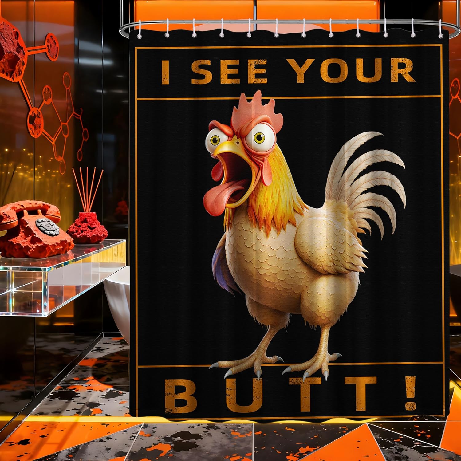 Funny Chicken Shower Curtain Rooster Fun Novelty Farm Animals Artistic Rural Life Bathroom Decor With Hooks W60H190(CM)-1 Pcs
Funny Chicken Shower Curtain Rooster Fun Novelty Farm Animals Artistic Rural Life Bathroom Decor With Hooks W60H190(CM)-1 Pcs