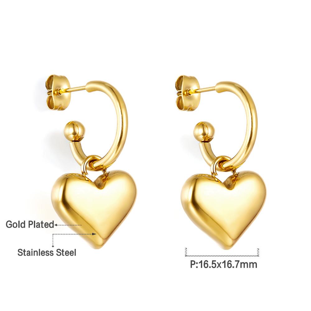 Heart Pendant Huggie Earrings for Women Girls Gold Plated Stainless Steel Hoops with Charm Drop Earrings Korea Jewelry
Heart Pendant Huggie Earrings for Women Girls Gold Plated Stainless Steel Hoops with Charm Drop Earrings Korea Jewelry