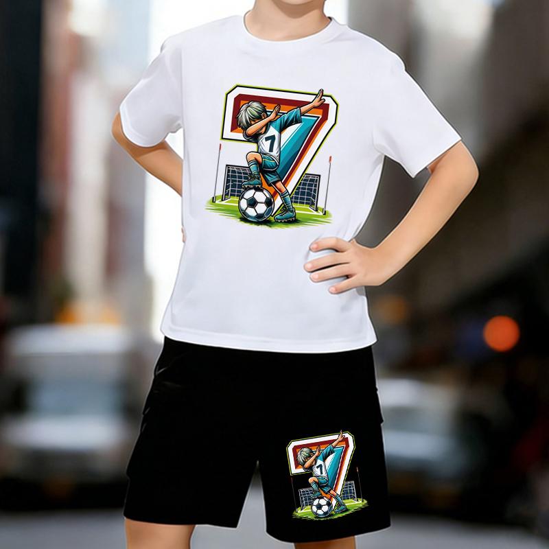 Boys 2 Piece Football & Birthday Themed Printed Outfit, Short Sleeve T-Shirt and Shorts Set for Kids Age 5-14,white,Black Sporty Casual Summer Clothes 13-14 Years білий
Boys 2 Piece Football & Birthday Themed Printed Outfit, Short Sleeve T-Shirt and Shorts Set for Kids Age 5-14,white,Black Sporty Casual Summer Clothes 13-14 Years білий