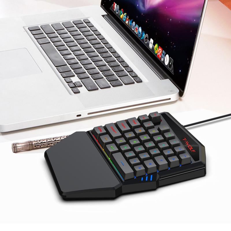 T-WOLF T19 One-Handed 35 Keys Gaming Keyboard with Ergonomic Wrist Rest Support As Shown A
T-WOLF T19 One-Handed 35 Keys Gaming Keyboard with Ergonomic Wrist Rest Support As Shown A