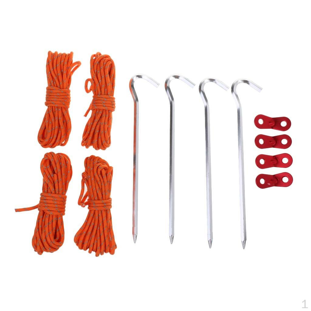 TENT ACCESSORIES SET Reflective Rope/Tent Pegs/Guy Line Tensioner w/ Bag
TENT ACCESSORIES SET Reflective Rope/Tent Pegs/Guy Line Tensioner w/ Bag