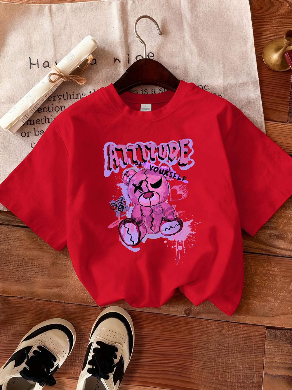 Pink Cartoon Bear Prints TShirts Women Summer ONeck Short Sleeve Tops Comfortable Loose T Shirt Basics Soft Womans Clothes S
Pink Cartoon Bear Prints TShirts Women Summer ONeck Short Sleeve Tops Comfortable Loose T Shirt Basics Soft Womans Clothes S